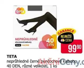 Teta Teta neprůhledné černé punčochové kalhoty 40 DEN, různé velikosti, 1 ks nabídka