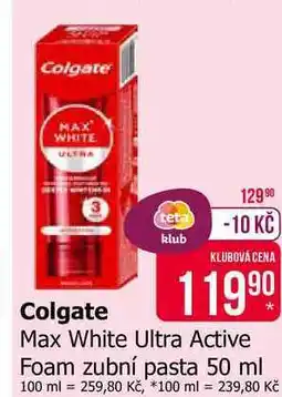Teta Colgate Max White Ultra Active Foam zubní pasta 50 ml nabídka