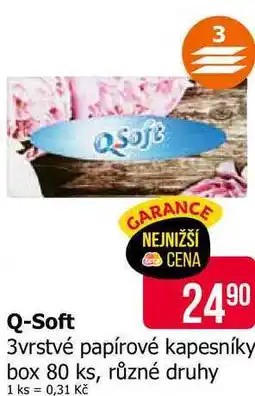 Teta Q-Soft 3vrstvé papírové kapesníky box 80 ks, různé druhy nabídka