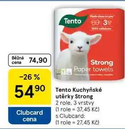 Tesco Tento Kuchyňské utěrky Strong, 2 role. 3 vrstvy nabídka
