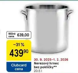 Tesco Nerezový hrnec bez pokličky, 20,5 l nabídka