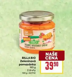 Billa BILLA BIO Zeleninová pomazánka 180 g nabídka
