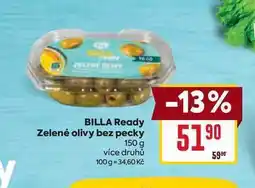 Billa BILLA Ready Zelené olivy bez pecky 150g nabídka