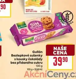 Billa Gullón Bezlepkové sušenky s kousky čokolády bez přidaného cukru 130 g nabídka