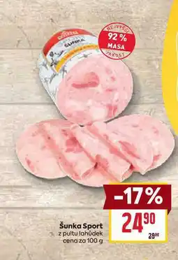 Billa Šunka Sport z pultu lahůdek cena za 100 g nabídka