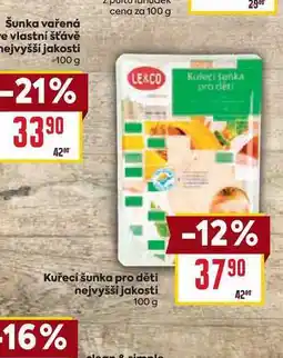 Billa Kuřecí šunka pro děti nejvyšší jakosti 100 g nabídka