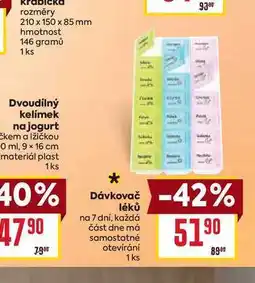 Billa Dávkovač léků na 7 dní, každá část dne má samostatné otevírání 1 ks nabídka