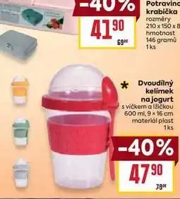 Billa Dvoudílný kelímek na jogurt s víčkem a lžičkou 600 ml, 9 x 16 cm materiál plast 1ks nabídka