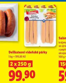 Lidl Delikatesní vídeňské párky nabídka