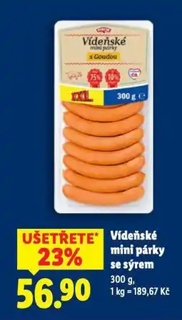 Lidl Vídeňské mini párky se sýrem nabídka
