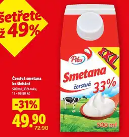 Lidl Čerstvá smetana ke šlehání nabídka