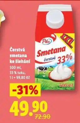 Lidl Čerstvá smetana ke šlehání nabídka