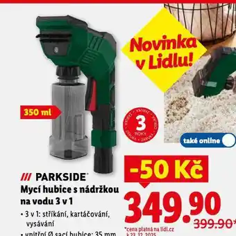 Parkside mycí hubice s nádržkou na vodu