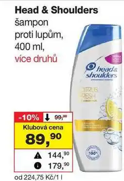 Barvy a laky drogerie Head & Shoulders šampon proti lupům, 400 ml nabídka