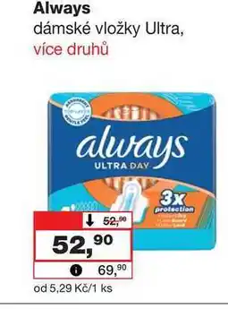 Barvy a laky drogerie Always dámské vložky Ultra, více druhů nabídka