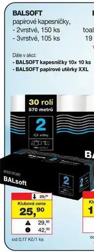 Barvy a laky drogerie BALSOFT papírové kapesníčky, -2vrstvé, 150 ks nabídka