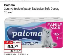 Barvy a laky drogerie Paloma 3vrstvý toaletní papír Exclusive Soft Decor, 16 rolí nabídka