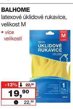 Barvy a laky drogerie BALHOME latexové úklidové rukavice, velikost M nabídka