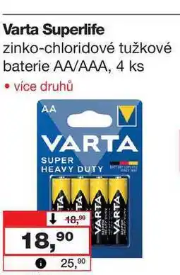 Barvy a laky drogerie Varta Superlife zinko-chloridové tužkové baterie AA/AAA, 4 ks nabídka