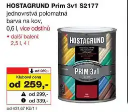 Barvy a laky drogerie HOSTAGRUND Prim 3v1 S2177 jednovrstvá polomatná barva na kov, 0,6l nabídka