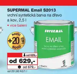 Barvy a laky drogerie SUPERMAL Email S2013 vrchní syntetická barva na dřevo a kov, 2,5l nabídka