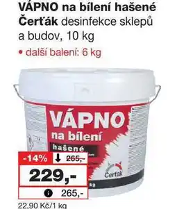 Barvy a laky drogerie VÁPNO na bílení hašené Čerťák desinfekce sklepů a budov, 10 kg nabídka