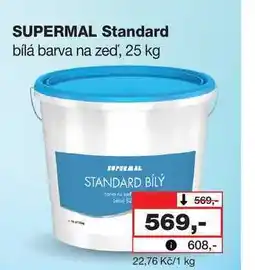 Barvy a laky drogerie SUPERMAL Standard bílá barva na zeď, 25 kg nabídka