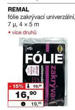 Barvy a laky drogerie REMAL fólie zakrývací univerzální 7 μ, 4 x 5 m nabídka