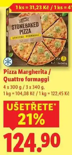 Lidl Pizza Margherita/Quattro formaggi, 4x 300 g/3x 340 g nabídka