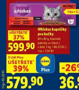 Lidl Whiskas kapsičky pro kočky, 80x 85 g nabídka