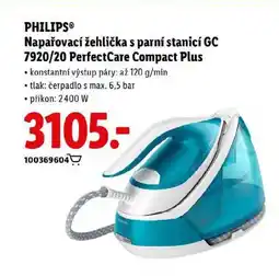 Lidl PHILIPS Napařovací žehlička s parní stanicí GC 7920/20 PerfectCare Compact Plus nabídka