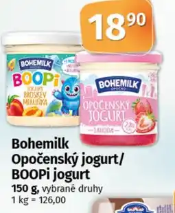 COOP TIP Bohemilk Opočenský jogurt/ BOOPi jogurt nabídka