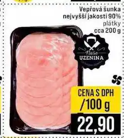 Jip Vepřová šunka nejvyšší jakosti 90% plátky cca 200 g 100g nabídka