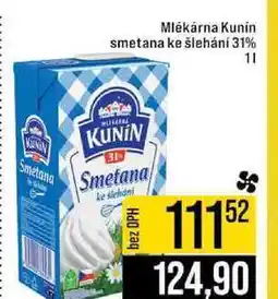 Jip Mlékárna Kunín smetana ke šlehání 31% 1l nabídka