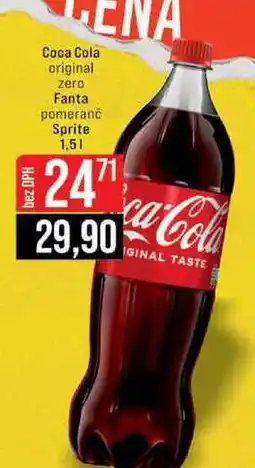 Jip Coca Cola original zero Fanta pomeranč Sprite 1,5l nabídka