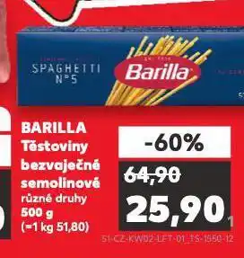 Barilla těstoviny bezvaječné semolinové