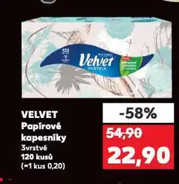 Kaufland Velvet papírové kapesníky nabídka