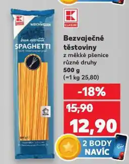 Kaufland Bezvaječné těstoviny nabídka