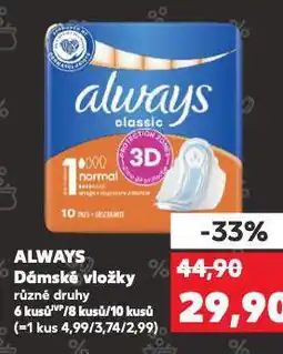Kaufland Always dámské vložky nabídka