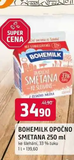 BOHEMILK OPOČNO SMETANA 250 ml ke šlehání, 33 % tuku