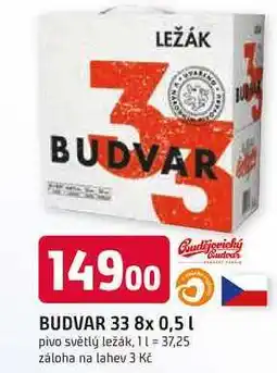 Trefa BUDVAR 33 8x 0,5l pivo světlý ležák nabídka