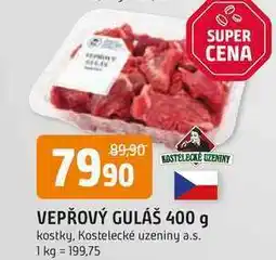 Trefa KOSTELECKÉ UZENINY VEPŘOVÝ GULÁŠ 400 g kostky nabídka