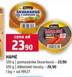 Terno HAMÉ 120 g pomazánka škvarková 120 g ďábelské tousty nabídka