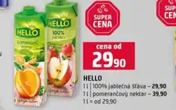 Terno HELLO 100% jablečná šťáva pomerančový nektar 1l nabídka