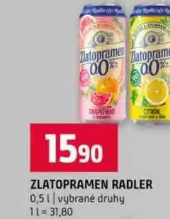 Terno ZLATOPRAMEN RADLER 0,5l vybrané druhy nabídka