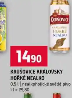 Terno KRUŠOVICE KRÁLOVSKY HOŘKÉ NEALKO 0,5l nealkoholické světlé pivo nabídka