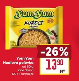 Billa YUM YUM Nudlová polévka nabídka