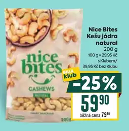Billa NICE BITES Kešu jádra natural nabídka