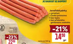 Billa Javořické párky nabídka