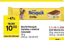 Tesco Nestlé nesquik oplatka v mléčné čokoládě nabídka